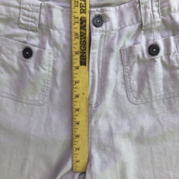 Papagallo Linen Blend Wide Leg Capri Womens Sz 10P Y2k Tan Scandi Girl Lagenlook - Picture 9 of 14